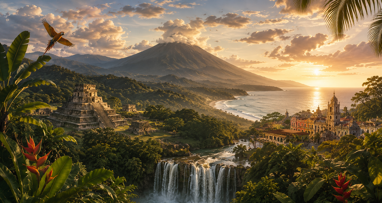 Paisaje cinematográfico de Veracruz con rutas, naturaleza, costa y patrimonio cultural